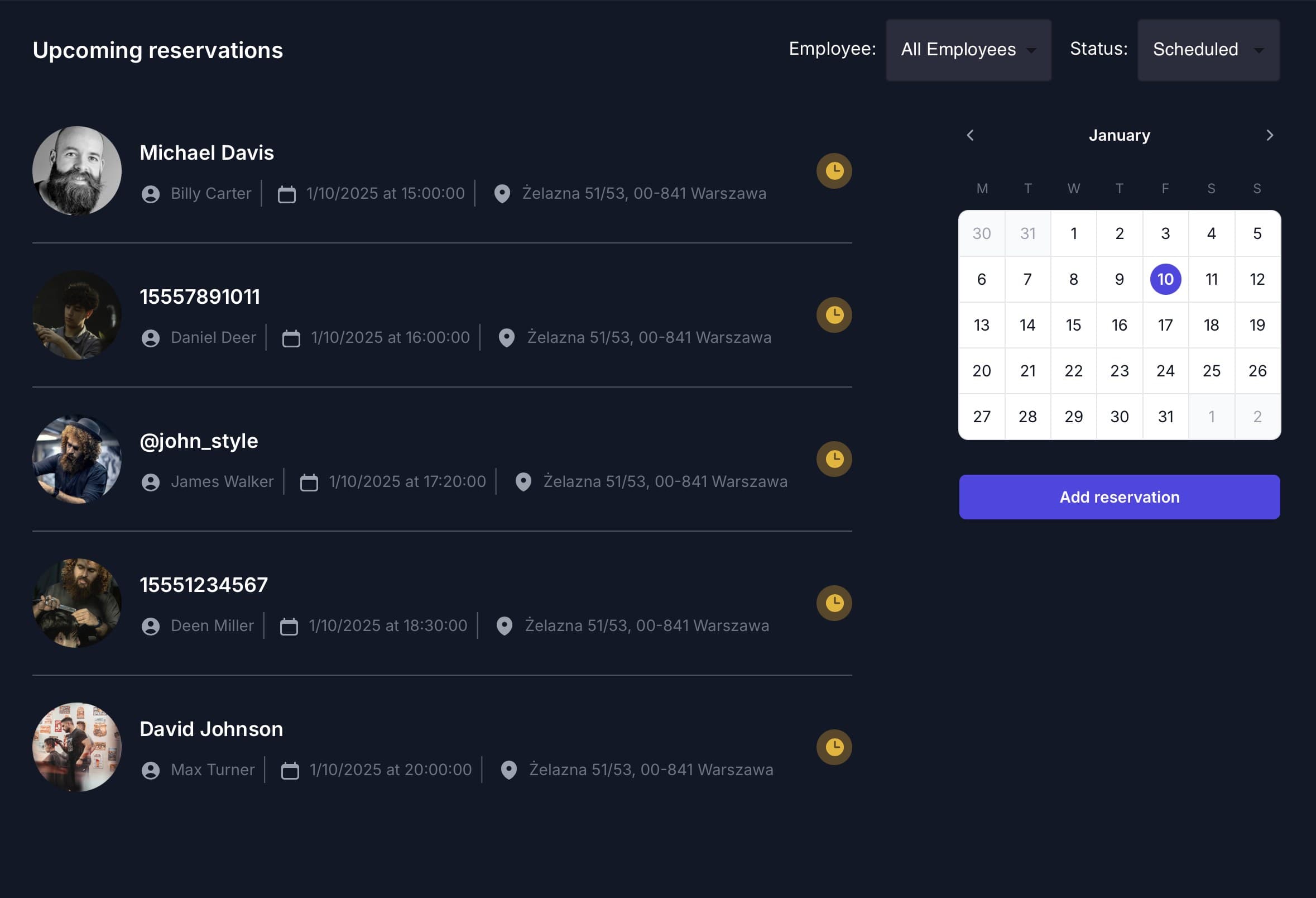 Screenshot for Manage all reservations with ease.